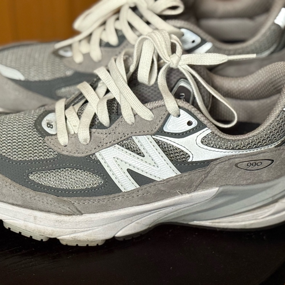 New Balance Light Gray and White Shoes